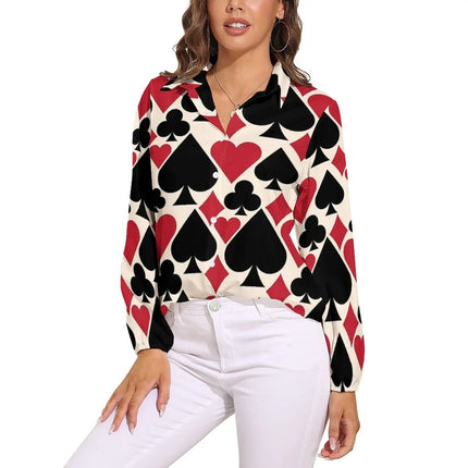Women Blouse 3D Poker Party Cards Office Shirt - Women Blouse - LazySorry - Mad Fly Essentials
