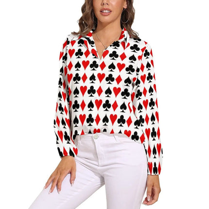 Women Blouse 3D Poker Party Cards Office Shirt - Women Blouse - LazySorry - Mad Fly Essentials