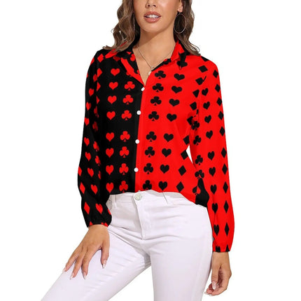 Women Blouse 3D Poker Party Cards Office Shirt - Women Blouse - LazySorry - Mad Fly Essentials