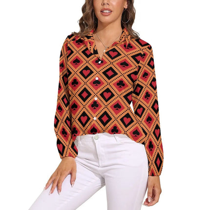Women Blouse 3D Poker Party Cards Office Shirt - Women Blouse - LazySorry - Mad Fly Essentials