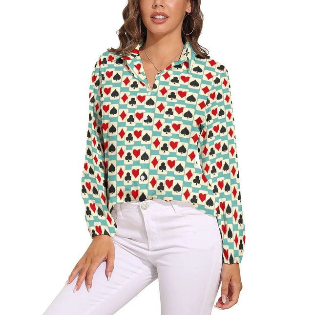 Women Blouse 3D Poker Party Cards Office Shirt - Women Blouse - LazySorry - Mad Fly Essentials
