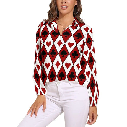 Women Blouse 3D Poker Party Cards Office Shirt - Women Blouse - LazySorry - Mad Fly Essentials