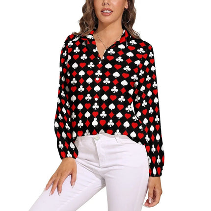 Women Blouse 3D Poker Party Cards Office Shirt - Women Blouse - LazySorry - Mad Fly Essentials
