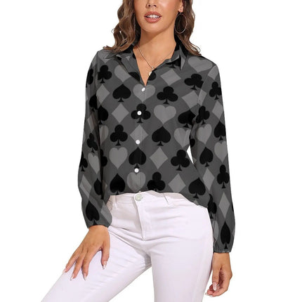 Women Blouse 3D Poker Party Cards Office Shirt - Women Blouse - LazySorry - Mad Fly Essentials