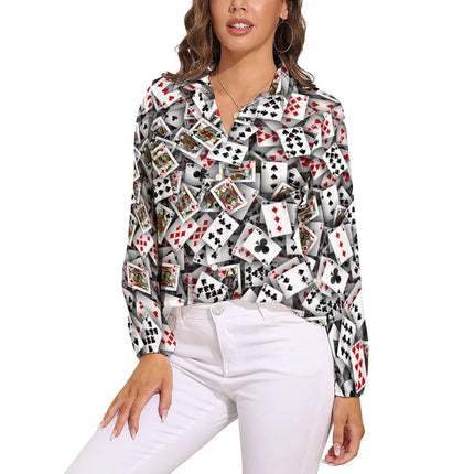 Women Blouse 3D Poker Party Cards Office Shirt - Women Blouse - LazySorry - Mad Fly Essentials