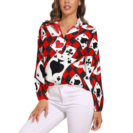 Women Blouse 3D Poker Party Cards Office Shirt - Women Blouse - LazySorry - Mad Fly Essentials