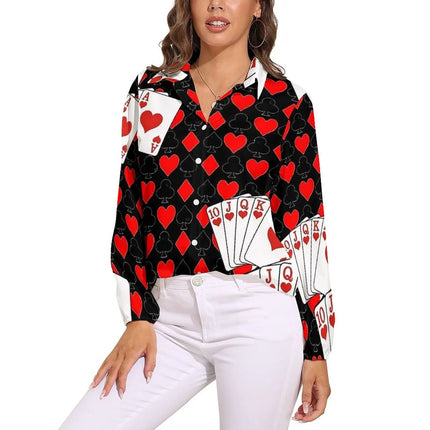 Women Blouse 3D Poker Party Cards Office Shirt - Women Blouse - LazySorry - Mad Fly Essentials