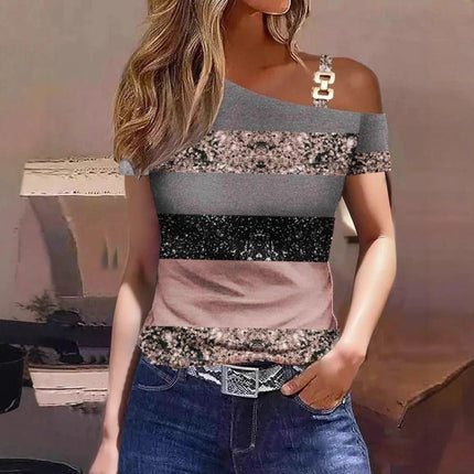 Women Blouse Cold Shoulder Marble Print Top - Women Blouse - Dream Girl - Mad Fly Essentials