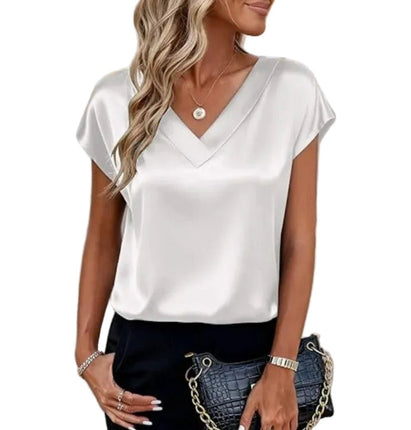 Women Blouse Solid Summer Casual Ladies Satin Tops - Women Blouse - Imily Bela - Mad Fly Essentials