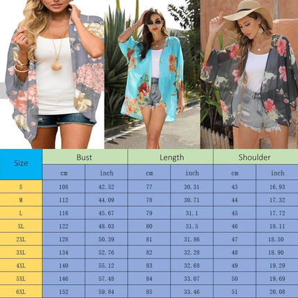 Women Blue Floral Swimwear Coverup Kimono Beach Dress - Beach Dress - perlike - Mad Fly Essentials
