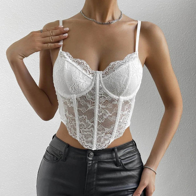 Women Blue Lace Crop Top Corset - Corset - BubbleKiss - Mad Fly Essentials