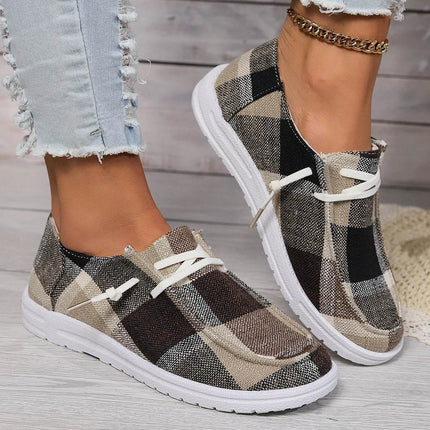 Women Blue Lattice Slip - on Boat Sneakers Loafer Flats - Flats - Animal Unicorn - Mad Fly Essentials