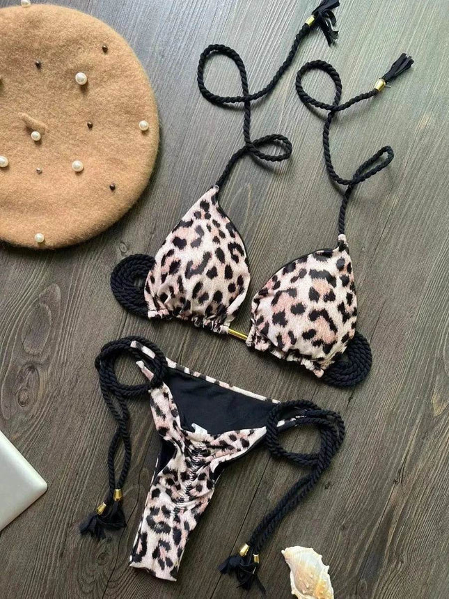 Swimwear Set Women Blue Pink Leopard Bikini Set Swimwear Set RUOTONGSEPT Mad Fly Essentials