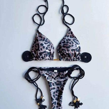 Women Blue Pink Leopard Bikini Swimwear Set - Swimwear Set - RUOTONGSEPT - Mad Fly Essentials
