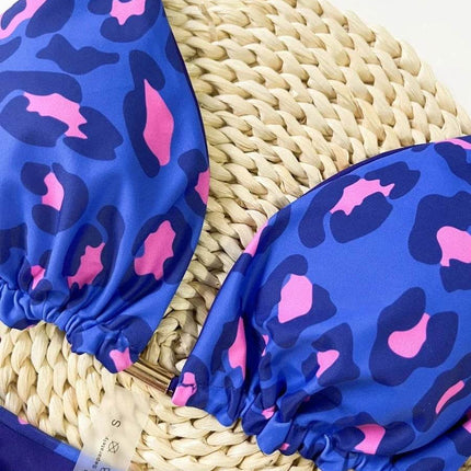 Women Blue Pink Leopard Bikini Swimwear Set - Swimwear Set - RUOTONGSEPT - Mad Fly Essentials