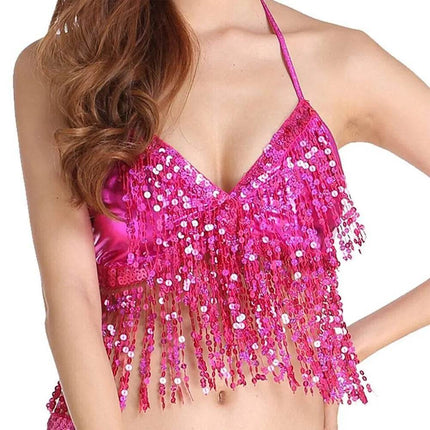 Women Blue Purple Sequin Belly Crop Top - Crop Top - FestivalQueen - Mad Fly Essentials