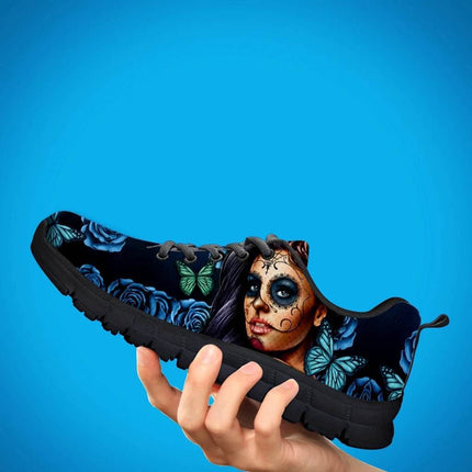 Blue Skull Sugar 3D Butterfly Sneakers Women Footwear - Women Footwear - InstantArts - Mad Fly Essentials