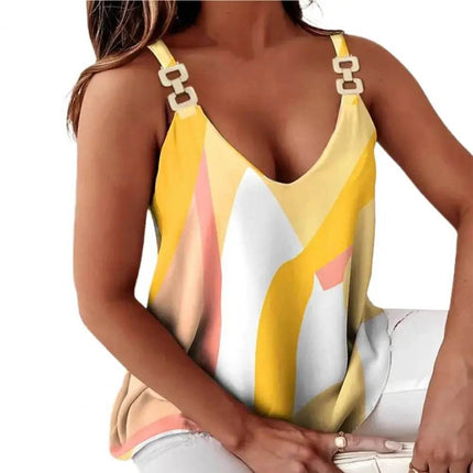 Women Blue Vertical V Graphic Tank Top - Tank Top - Hallolilla - Mad Fly Essentials