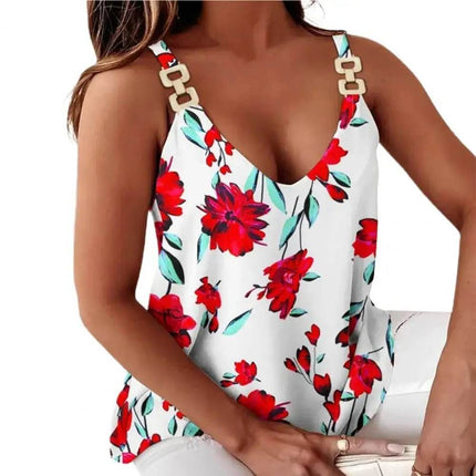 Women Blue Vertical V Graphic Tank Top - Tank Top - Hallolilla - Mad Fly Essentials