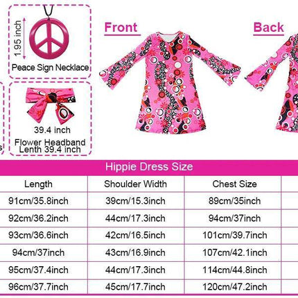 Boho Girl Women 5pc Bohemian 60s Dress Costume Set - Costume Set - Boho Girl - Mad Fly Essentials