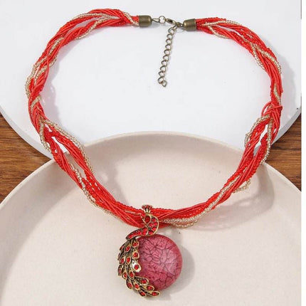 Women Bohemian Fashion Stone Peacock Necklace - Necklace - Boho Girl - Mad Fly Essentials