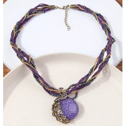 Women Bohemian Fashion Stone Peacock Necklace - Necklace - Boho Girl - Mad Fly Essentials
