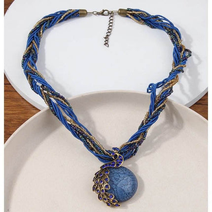 Women Bohemian Fashion Stone Peacock Necklace - Necklace - Boho Girl - Mad Fly Essentials