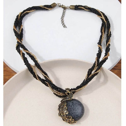Women Bohemian Fashion Stone Peacock Necklace - Necklace - Boho Girl - Mad Fly Essentials