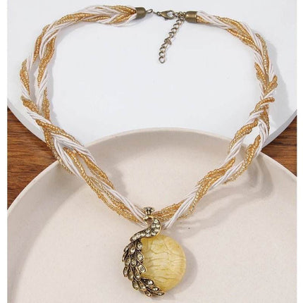 Women Bohemian Fashion Stone Peacock Necklace - Mad Fly Essentials