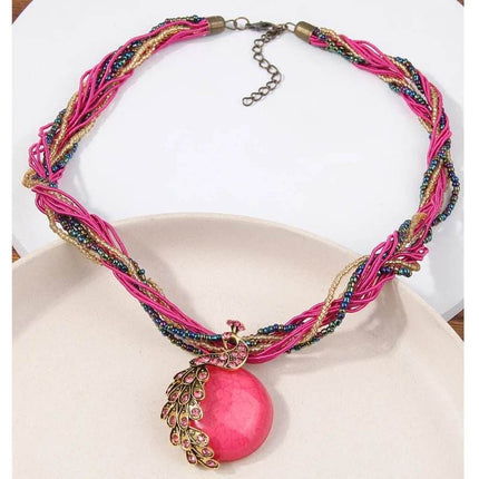 Women Bohemian Fashion Stone Peacock Necklace - Necklace - Boho Girl - Mad Fly Essentials