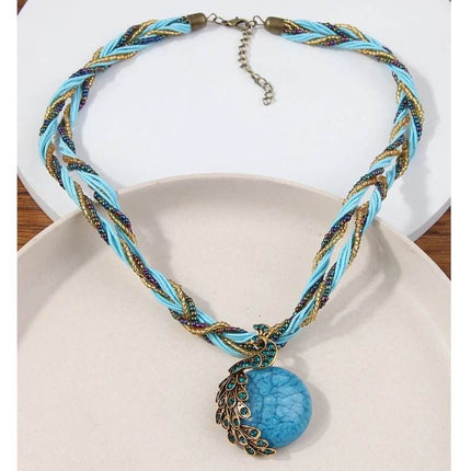 Women Bohemian Fashion Stone Peacock Necklace - Necklace - Boho Girl - Mad Fly Essentials