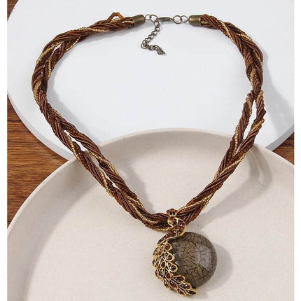 Women Bohemian Fashion Stone Peacock Necklace - Necklace - Boho Girl - Mad Fly Essentials
