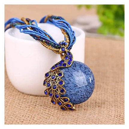 Women Bohemian Fashion Stone Peacock Necklace - Necklace - Boho Girl - Mad Fly Essentials