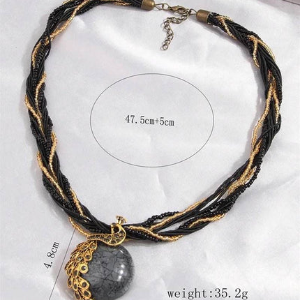 Women Bohemian Fashion Stone Peacock Necklace - Necklace - Boho Girl - Mad Fly Essentials