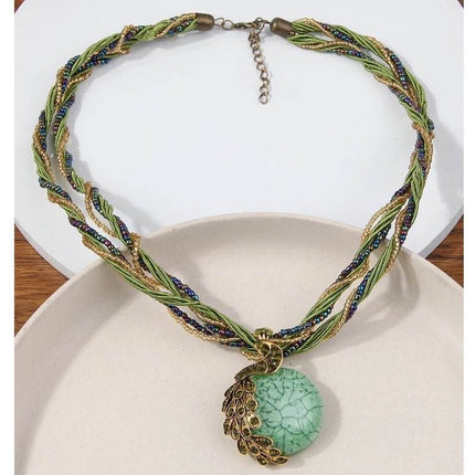 Women Bohemian Fashion Stone Peacock Necklace - Necklace - Boho Girl - Mad Fly Essentials