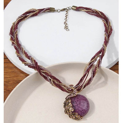 Women Bohemian Fashion Stone Peacock Necklace - Necklace - Boho Girl - Mad Fly Essentials