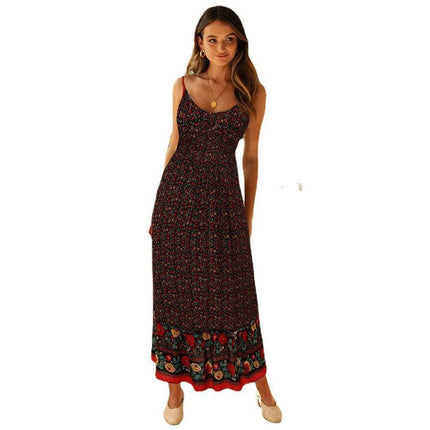 LoveCandy Women Bohemian Halter Floral Swing Maxi Dress - Maxi Dress - LoveCandy - Mad Fly Essentials