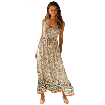 LoveCandy Women Bohemian Halter Floral Swing Maxi Dress - Mad Fly Essentials