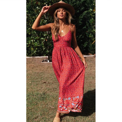 LoveCandy Women Bohemian Halter Floral Swing Maxi Dress - Maxi Dress - LoveCandy - Mad Fly Essentials