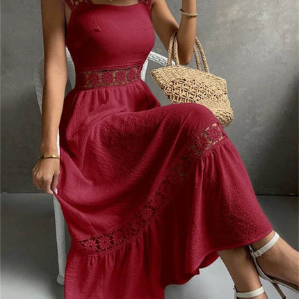 Women Bohemian Hollow Blue Midi Dress - MIDI Dress - Boho Girl - Mad Fly Essentials