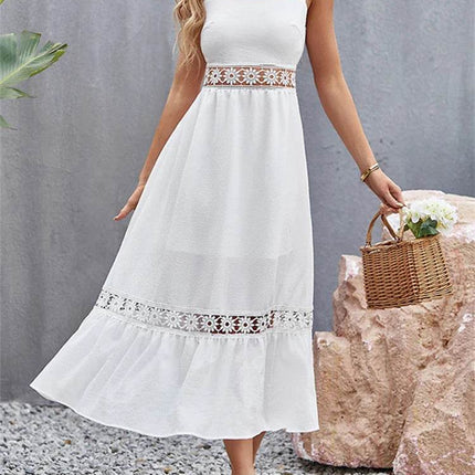 Women Bohemian Hollow Blue Midi Dress - MIDI Dress - Boho Girl - Mad Fly Essentials