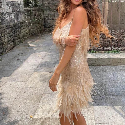 Women Fashion Bohemian Pink Tiered Fringe Ruffled Mini Dress - Mini Dress - RONE LOVE - Mad Fly Essentials