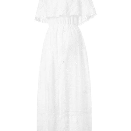 Women Bohemian White Off Shoulder Lace Maxi Dress - Maxi Dress - BellFlower - Mad Fly Essentials
