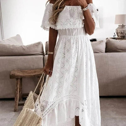 Women Bohemian White Lace Maxi Dress - Mad Fly Essentials
