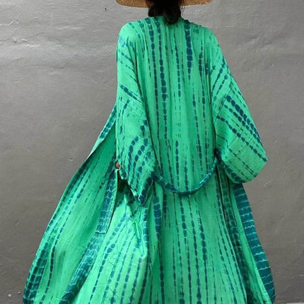 Women Boho Stripe Tie Dye Swimsuit Cover Up Cardigan - Mad Fly Essentials