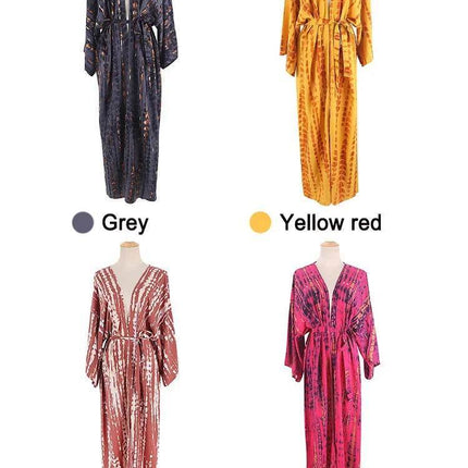 Women Boho Stripe Tie Dye Swimsuit Cover Up Cardigan - Mad Fly Essentials