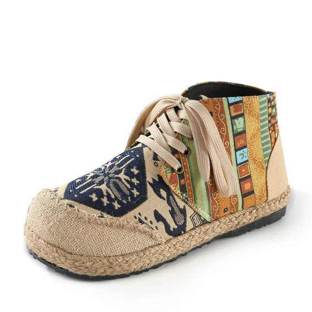 Women Boho Woven Linen Canvas Shoes - Canvas Shoes - Boho Girl - Mad Fly Essentials