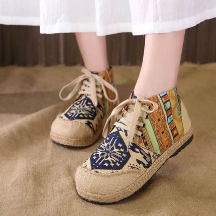 Women Boho Woven Linen Canvas Shoes - Canvas Shoes - Boho Girl - Mad Fly Essentials