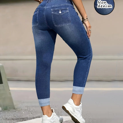 Women Bottoms High Waist Denim Double Button Jeans - Women Bottoms - Logami - Mad Fly Essentials