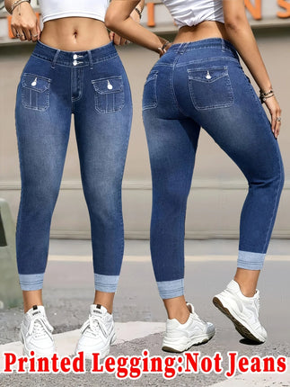 Women Bottoms High Waist Denim Double Button Jeans - Women Bottoms - Logami - Mad Fly Essentials